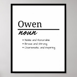 Owen, Boy Personalized Name Definition Poster