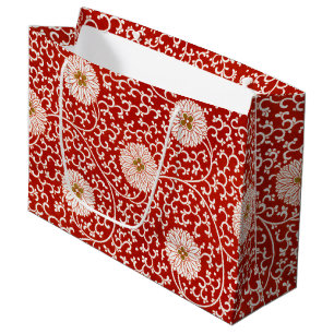 Owen Jones Chinese Ornament Red White Floral Large Gift Bag