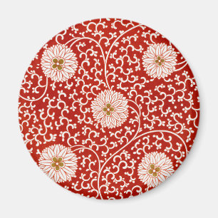 Owen Jones Chinese Ornament Red White Floral Magnet