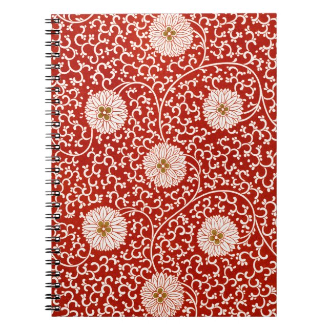 Owen Jones Chinese Ornament Red White Floral Notebook (Front)