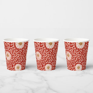 Owen Jones Chinese Ornament Red White Floral Paper Cups