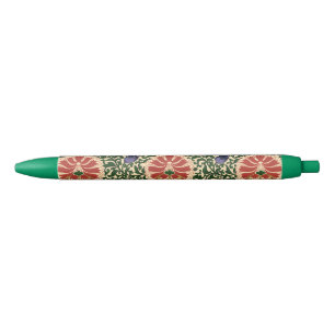 Owen Jones Chinoiserie Red Lotus Floral Art Design Black Ink Pen