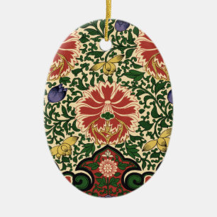 Owen Jones Chinoiserie Red Lotus Floral Art Design Ceramic Ornament
