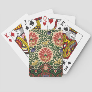 Owen Jones Chinoiserie Red Lotus Floral Art Design Playing Cards