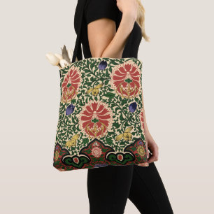 Owen Jones Chinoiserie Red Lotus Floral Art Design Tote Bag