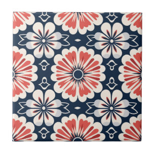 Owen Jones Inspired Art Nouveau Floral Pattern Ceramic Tile