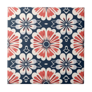 Owen Jones Inspired Art Nouveau Floral Pattern Ceramic Tile