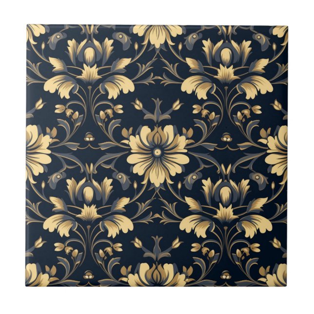 Owen Jones Inspired Art Nouveau Floral Pattern Ceramic Tile (Front)