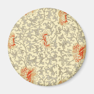 Owen Jones Vintage Pattern: Coral Floral Grey Magnet