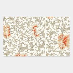 Owen Jones Vintage Pattern: Coral Floral Grey Rectangular Sticker