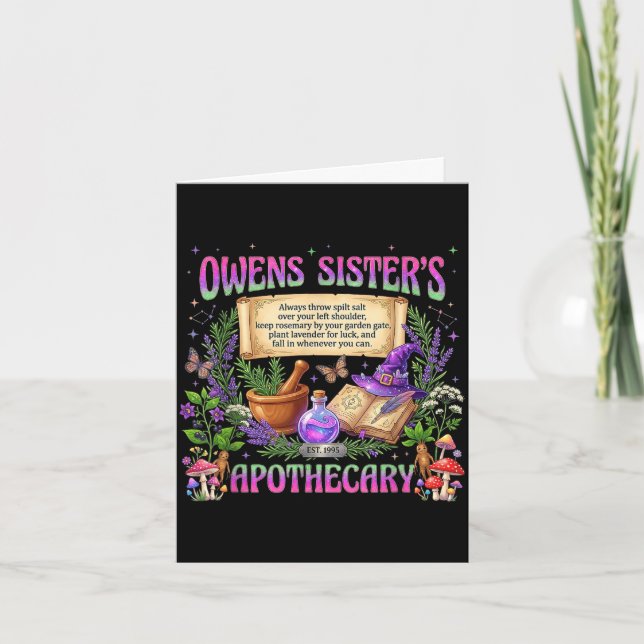 Owens sister's apothecary witchy practical magic card (Front)