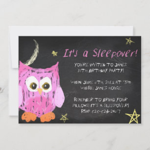 Owl2 Chalk sleepover design Invitation
