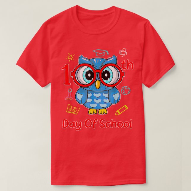 Owl 100th Day Of School 100 Days Smarter T-Shirt (Design Front)