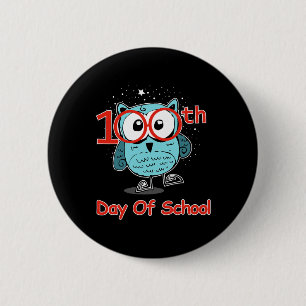 Owl 100th Day Of School 100 Days Smarter Tee 6 Cm Round Badge
