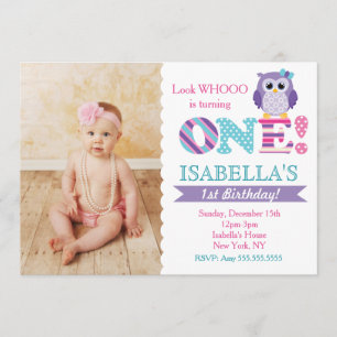 Owl 1st Birthday Invitations for Girl