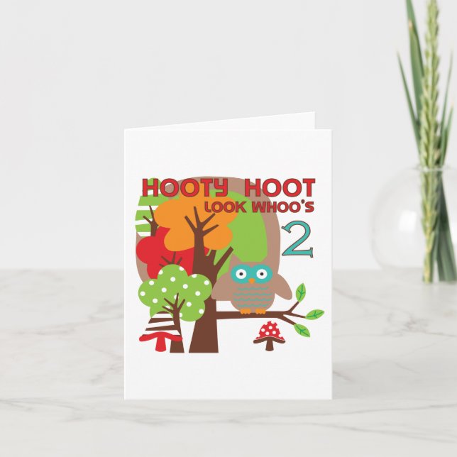 Owl 2nd Birthday T-shirts and Gifts Card (Front)