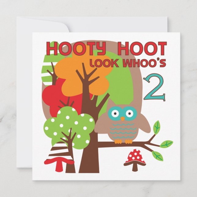 Owl 2nd Birthday T-shirts and Gifts Card (Front)