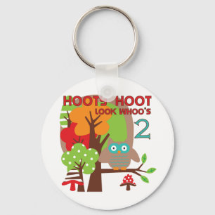 Owl 2nd Birthday T-shirts and Gifts Key Ring