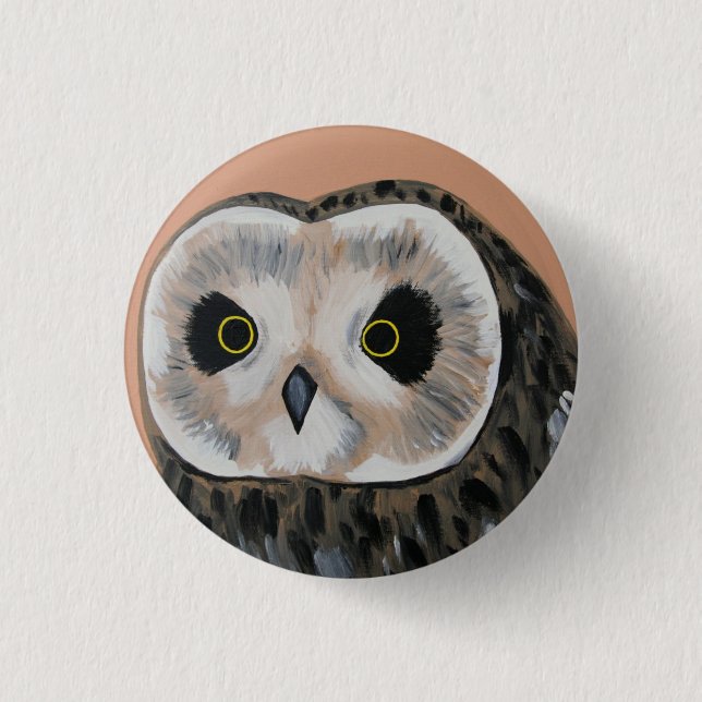 Owl 3 Cm Round Badge (Front)