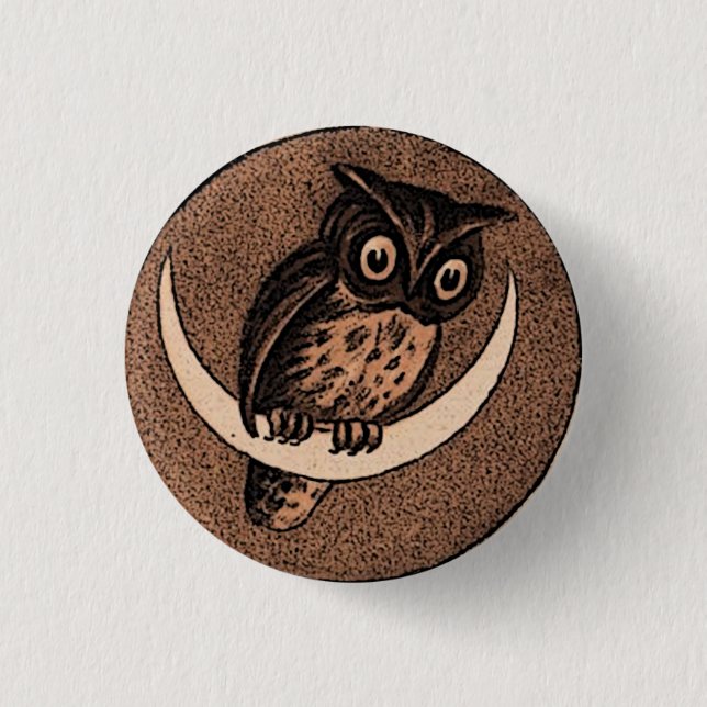 Owl 3 Cm Round Badge (Front)
