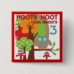 Owl 3rd Birthday T-shirts and Gifts 15 Cm Square Badge