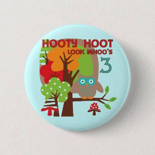 Owl 3rd Birthday T-shirts and Gifts 6 Cm Round Badge