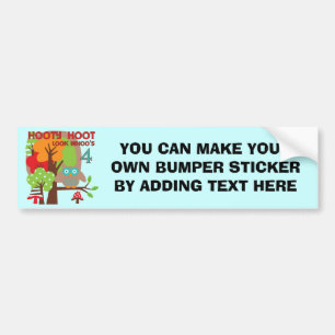 Owl 4th Birthday T shirts and Gifts Bumper Sticker