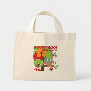 Owl 4th Birthday T shirts and Gifts Mini Tote Bag