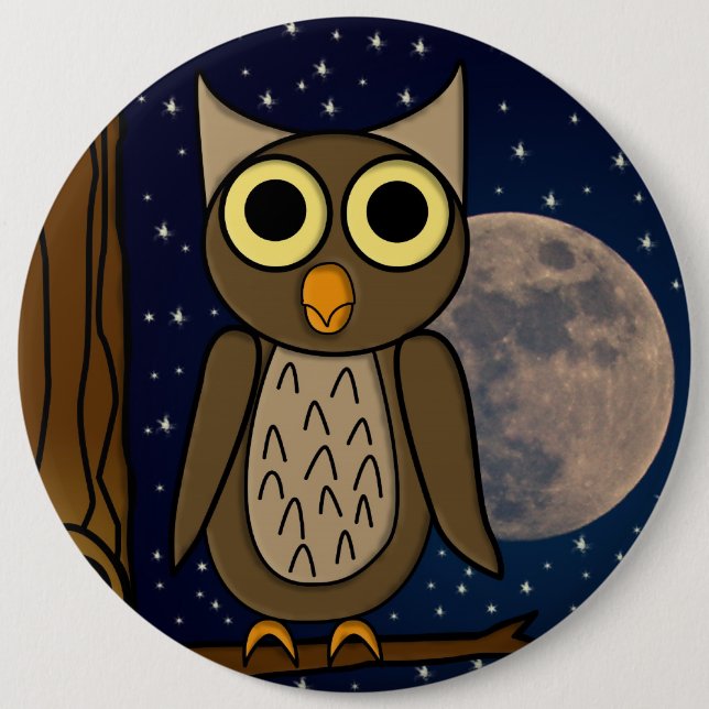 owl  6 cm round badge (Front)
