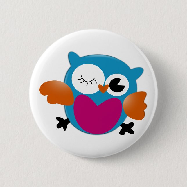 Owl 6 Cm Round Badge (Front)