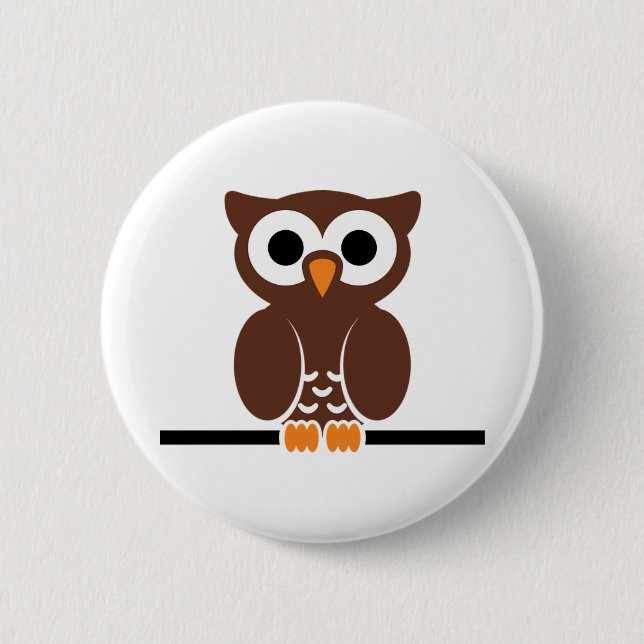 Owl 6 Cm Round Badge (Front)