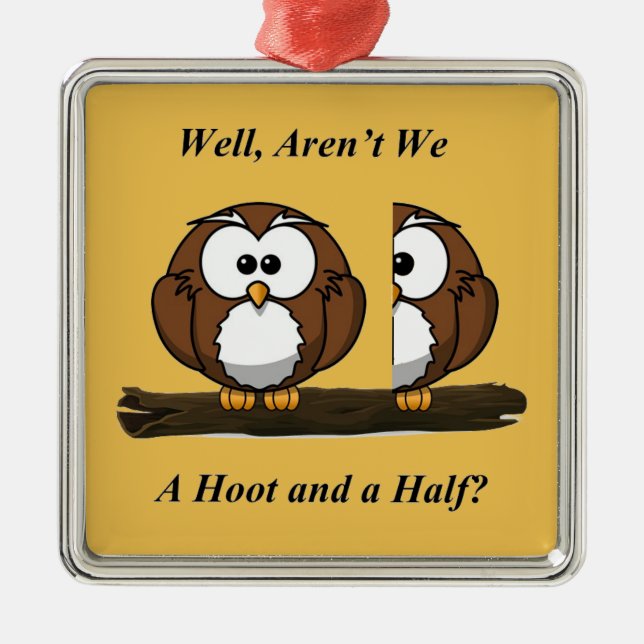 Owl A Hoot and a Half Metal Ornament (Front)