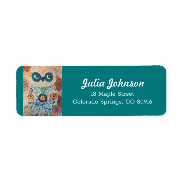 Owl Address Labels, Owl Return Address Personalise Label (Front)