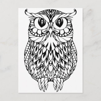 owl adult colouring postcard gift