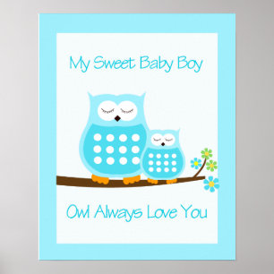 OWL Always Love you (Blue) WALL ART PRINT 16x20