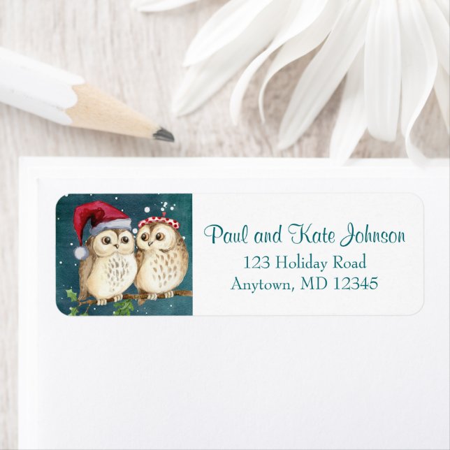 Owl Always Love You Cute Christmas Return Address Label (Insitu)