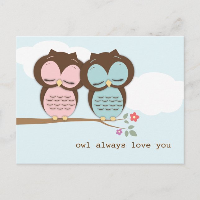 Owl Always Love You Sweet Couple Postcard (Front)