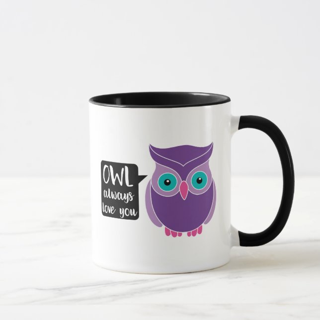 Owl Always Love You Sweet Purple Owl Cartoon Mug (Right)