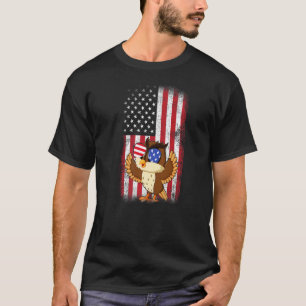 Owl American Flag Boys Girls Men Women Fourth Of J T-Shirt