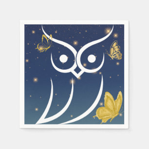 Owl and Butterflies Napkin