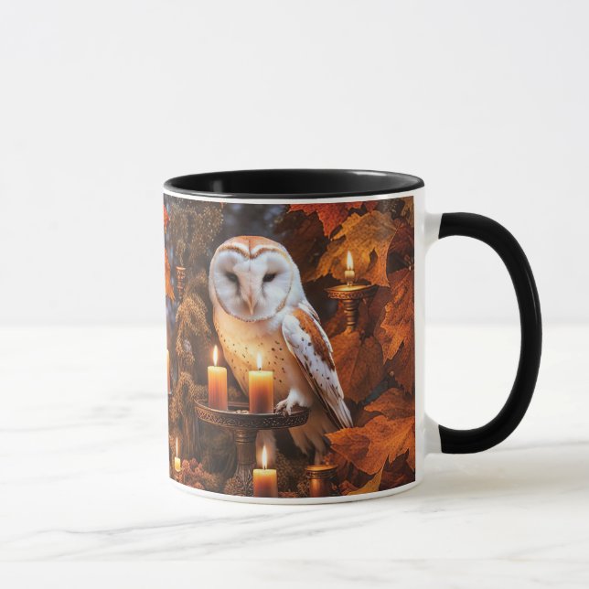 Owl and Candles Mystical Fantasy Magical Mug (Right)