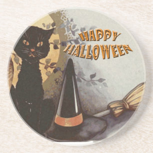 Owl and Cat Halloween Coaster