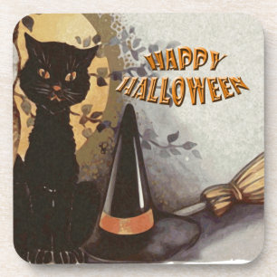 Owl and Cat Halloween Coaster