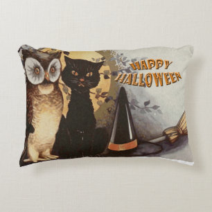 Owl and Cat Halloween Decorative Cushion
