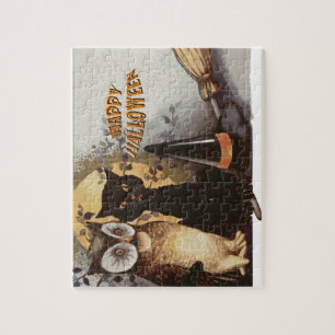 Owl and Cat Halloween Jigsaw Puzzle