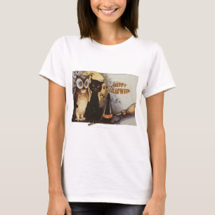 Owl and Cat Halloween T-Shirt