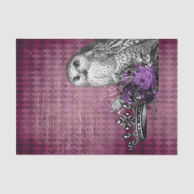 Owl and Crown Decoupage Tissue Tissue Paper (Front)