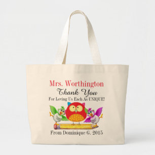 Owl and Cute Bird Teacher Thank You Tote Bag