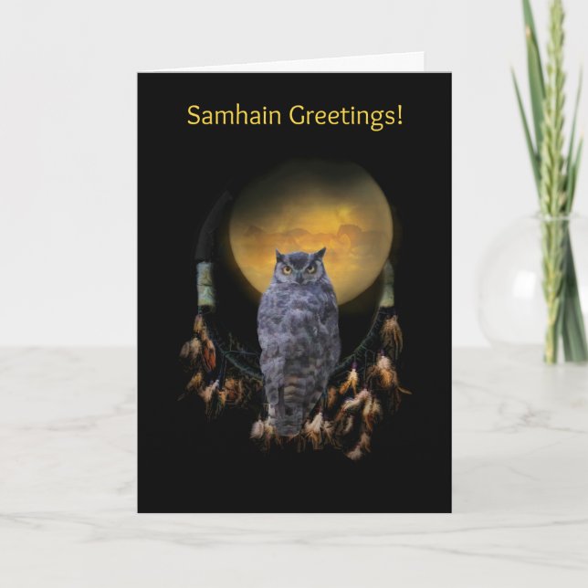 Owl and Dream Catcher Samhain Card (Front)