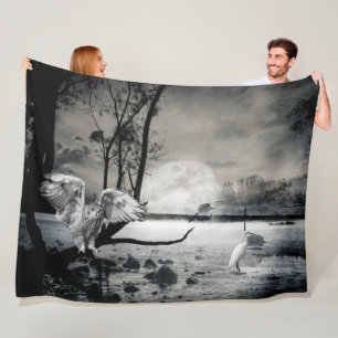 OWL and EGRET Fleece Blanket